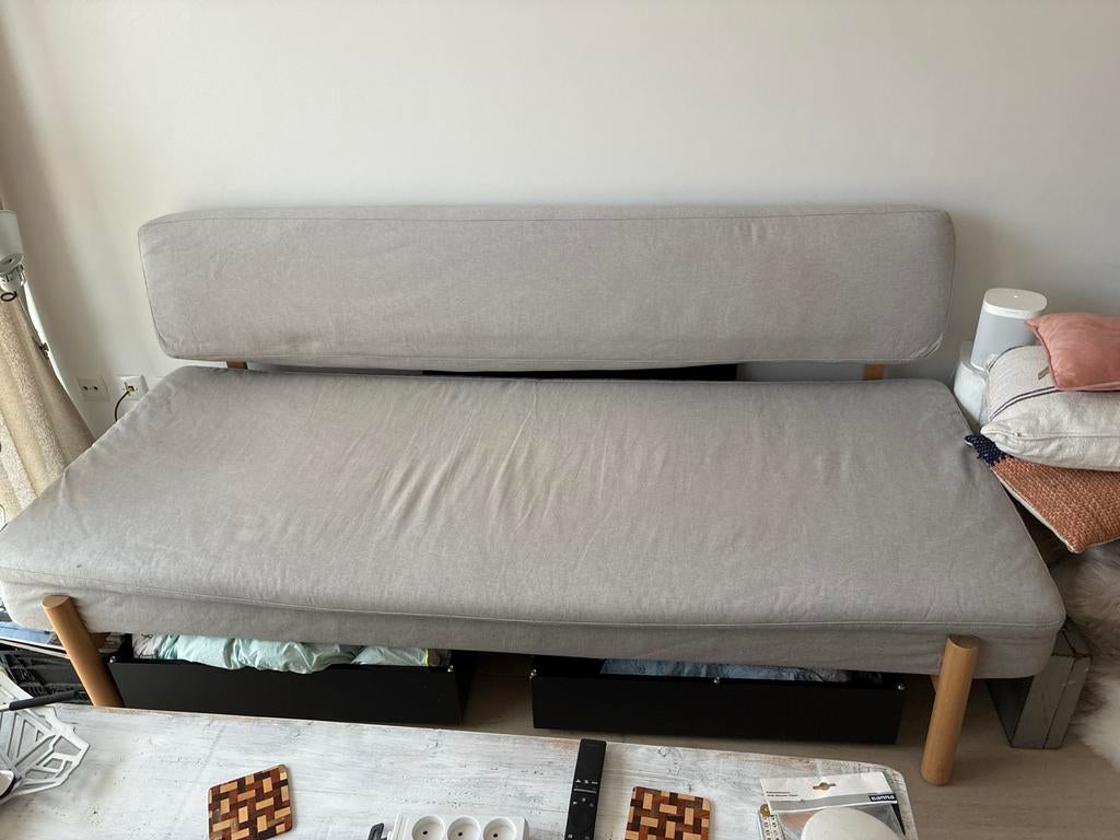 Comfortabele ikea slaapbank met opbergruimte, Huis en Inrichting, Banken | Bankstellen, Ophalen, Gebruikt, 150 tot 200 cm, Tweepersoons