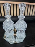 Paar Antieke Kristallen Parfumflessen - Diamond Cut brocante, Ophalen of Verzenden