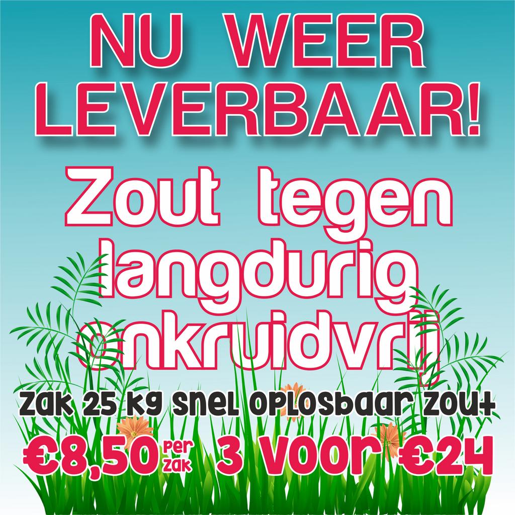 Zout tegen langdurig onkruidvrij oprit, Tuin en Terras, Tegels en Klinkers, Ophalen, Nieuw, Beton, Terrastegels