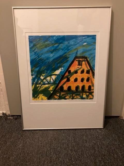 **Bob Kemper – zeefdruk “Pakhuis aan de Maas” 95/150**, Antiek en Kunst, Kunst | Schilderijen | Modern, Ophalen