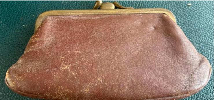 Vintage knip portemonnee - Bruin leer, Overige merken, Gebruikt, Bruin, Ophalen of Verzenden
