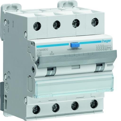 hager aardlekautomaat 4-P 40A C-kar ADM490G, Ophalen of Verzenden, Nieuw