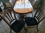 Eiken Tafel met 6 stoelen die zijn eens nieuw bekleed, Ophalen, Gebruikt, Eikenhout, 50 tot 100 cm