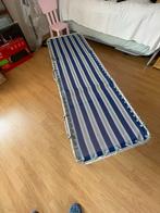 Ligbed blauw gestreept crespo, Ophalen, Zo goed als nieuw, Metaal, Inklapbaar