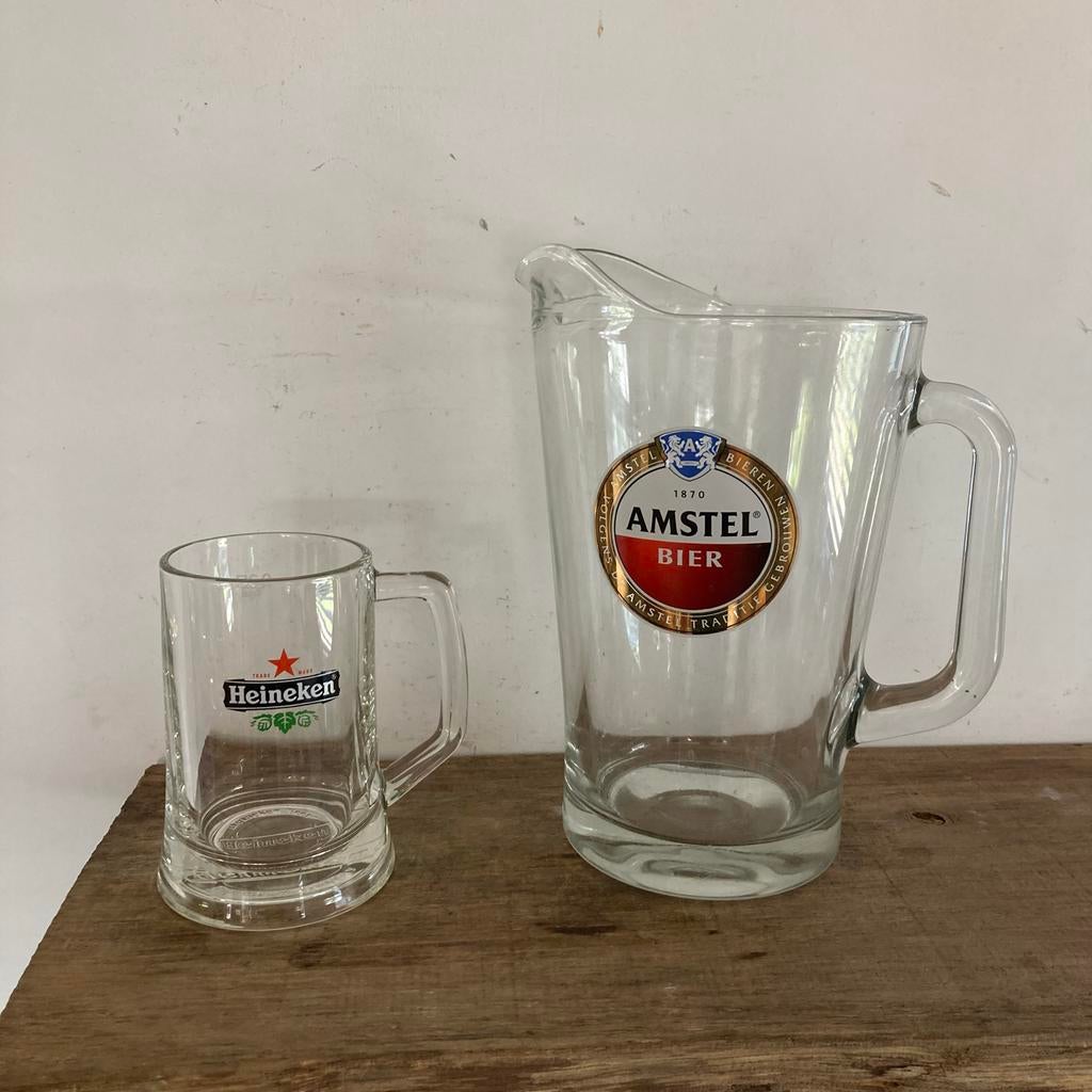Heineken bierpullen en Amstel schenkkannen, Verzamelen, Biermerken, Zo goed als nieuw, Glas of Glazen, Amstel, Ophalen of Verzenden