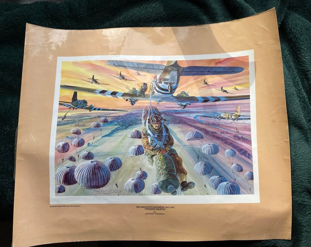 Parachute Regiment WOII Airborne Jump Poster, Gebruikt, Rechthoekig Liggend, Ophalen of Verzenden, A1 t/m A3