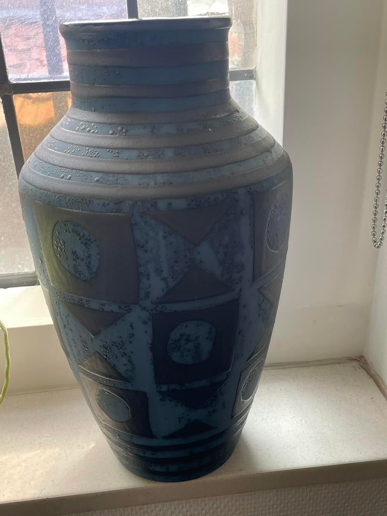 West Germany vaas blauw Scheurig  keramiek gaaf, Antiek en Kunst, Antiek | Vazen, Ophalen of Verzenden