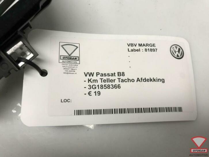 vw passat b8 km teller tacho afdekking 3g1858366, Gebruikt, Volkswagen, Volkswagen AG, Berliner Ring 2
38440  Wolfsburg, DE