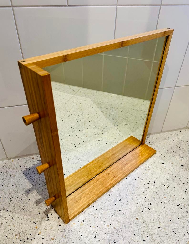 IKEA Ragrund bamboe spiegel ZGAN, Ophalen, Vierkant, Zo goed als nieuw, Minder dan 100 cm