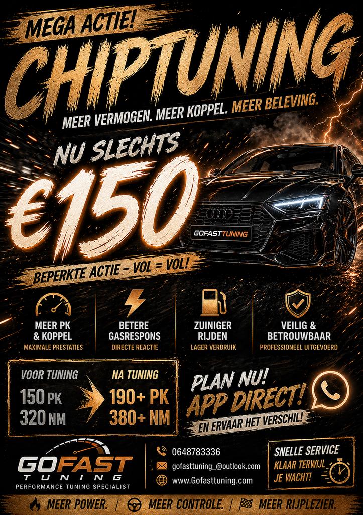 Stage 1 chiptuning nu voor €150 euro. Actie, Ophalen