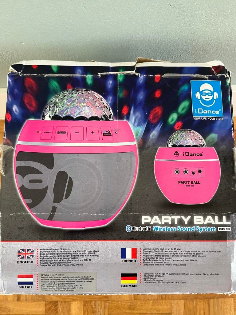iDance Party Ball BB10 - Draadloos Bluetooth Geluidssysteem, Overige merken, Overige typen, Ophalen of Verzenden, Zo goed als nieuw