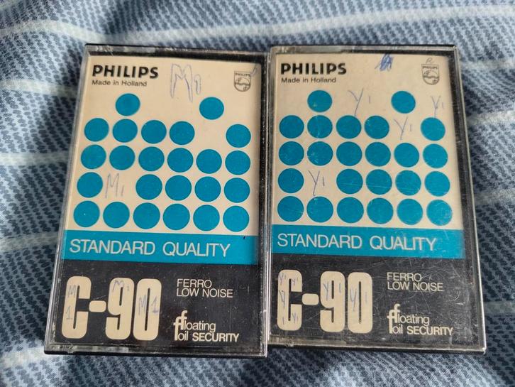 2x Philips C-90 Cassettebandjes - Standard Quality, Cd's en Dvd's, Cassettebandjes, Gebruikt, Voorbespeeld, Overige genres, 2 t/m 25 bandjes