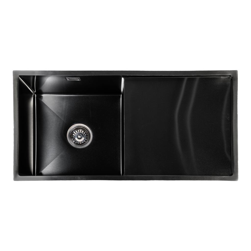 Spoelbak met afdruipgedeelte | Gootsteen | 87x44x20 | Zwart, Zwart, 25 tot 50 cm, Nieuw, Lendo Online