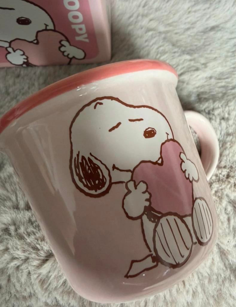 Originele Snoopy Beker - Roze met Hartje, Keramiek, Nieuw, Ophalen of Verzenden, Overige stijlen