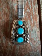 Navajo Sterling zilveren horlogeband turquoise - signed “R”, Sieraden, Tassen en Uiterlijk, Armbanden, Ophalen of Verzenden, Zo goed als nieuw