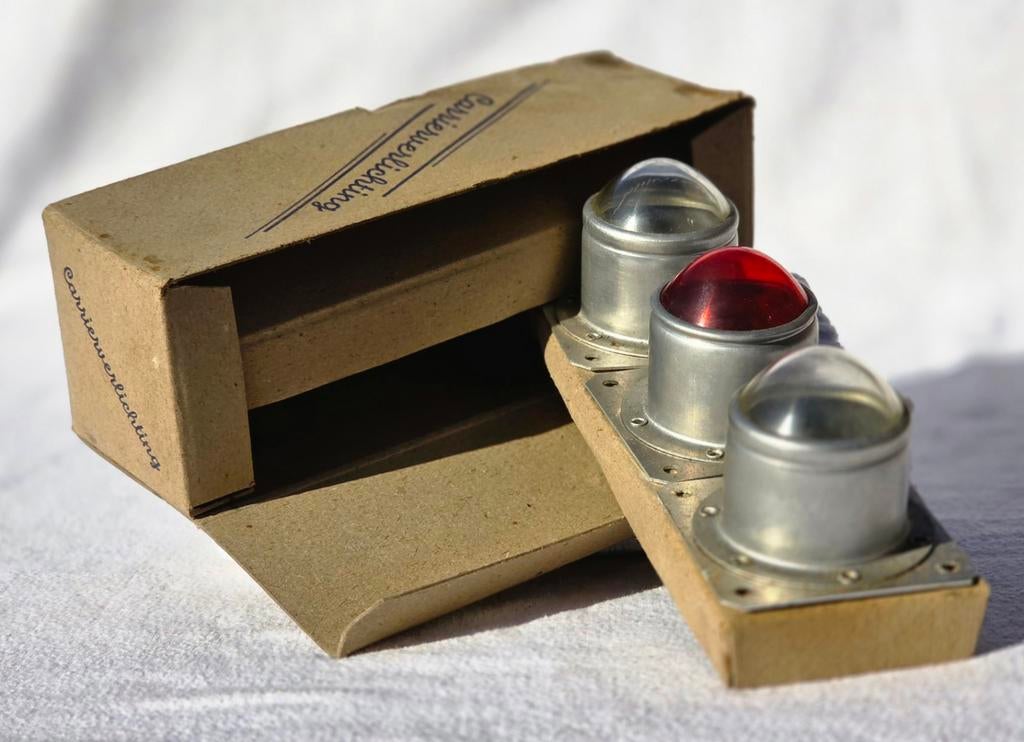 Originele bakfiets verlichting oldtimer fiets inclusief doos, Ophalen of Verzenden, Gebruikt, Miniatuur