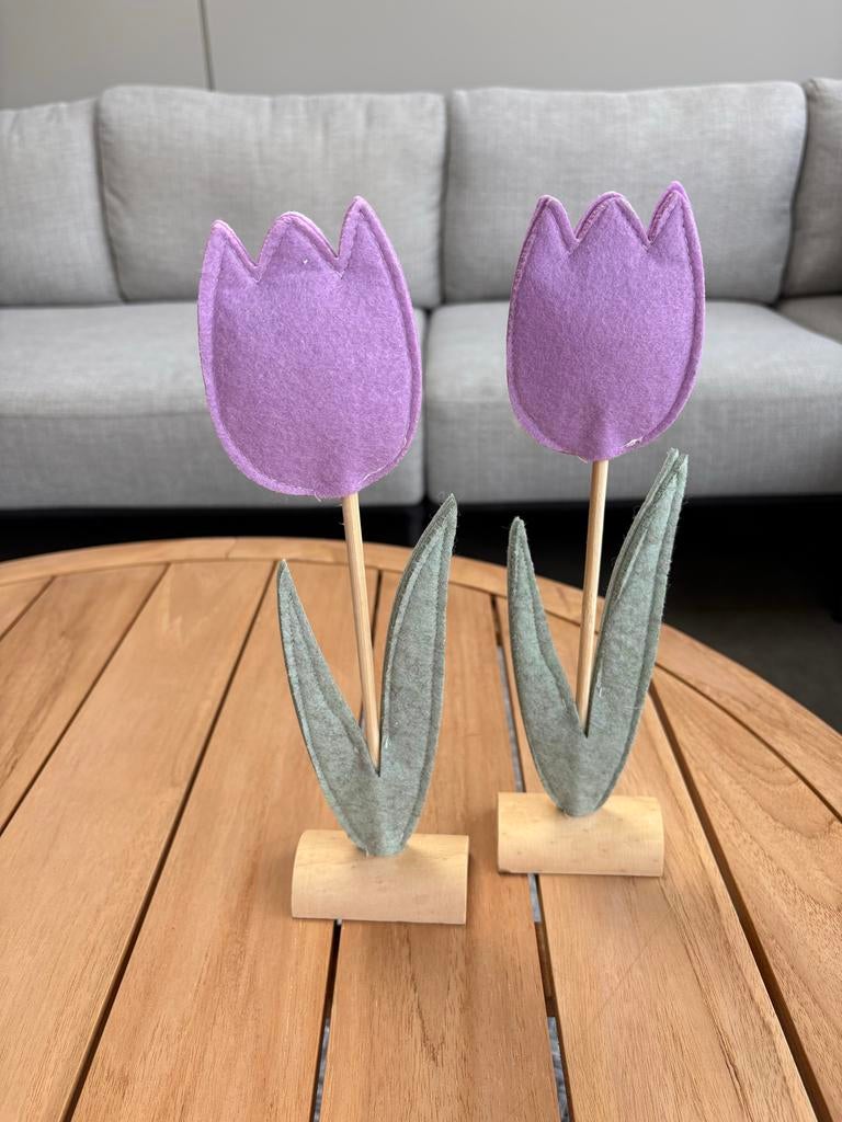 Decoratie tulpjes van stof, Huis en Inrichting, Woonaccessoires | Overige, Ophalen of Verzenden, Zo goed als nieuw, Paars, Textiel