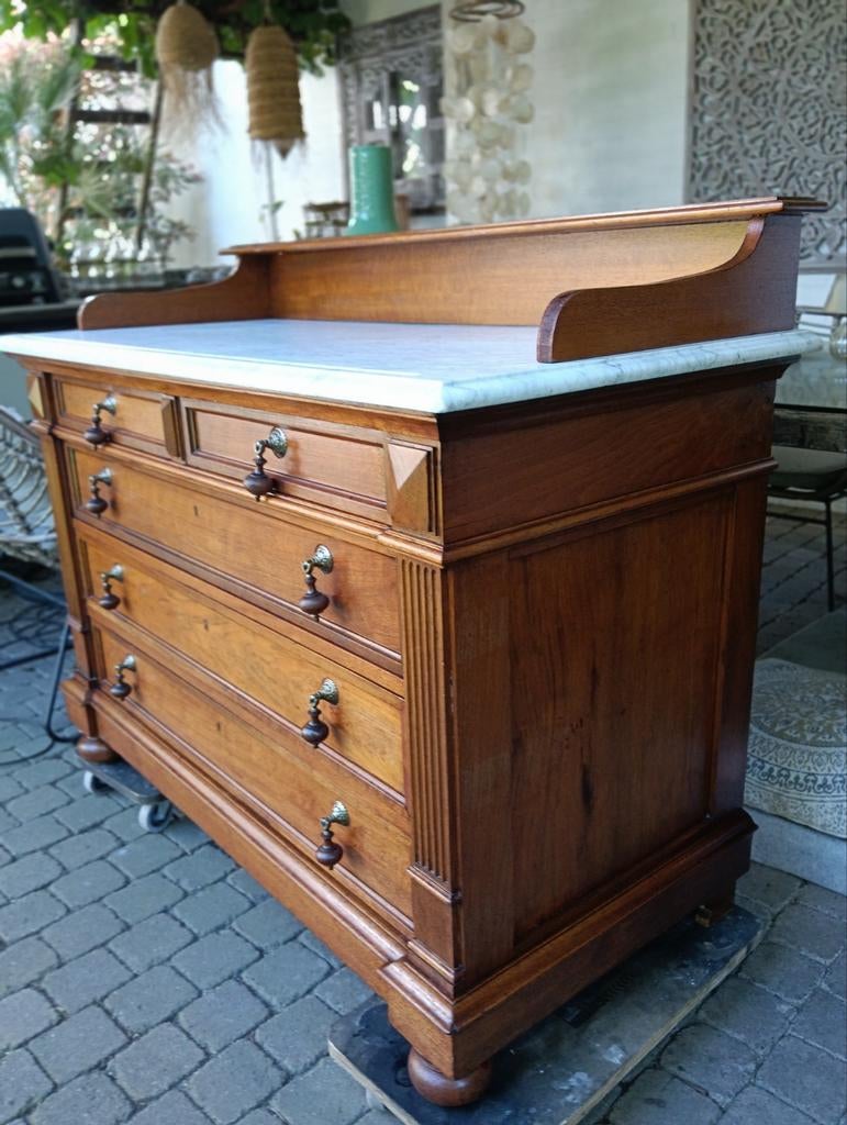 Antieke dressoir baby commode badkamermeubel wastafel marmer, 50 tot 70 cm, Ophalen of Verzenden, 100 cm of meer, Opstaande rand