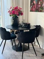 Ronde zwarte eettafel, Huis en Inrichting, Tafels | Eettafels, Ophalen, Zo goed als nieuw, Rond, 100 tot 150 cm