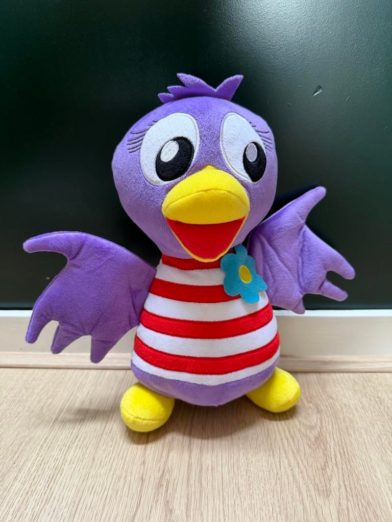 Zo goed als nieuwe paarse knuffelvogel Jet Efteling - 30 cm, Paars, Overige typen, Ophalen of Verzenden, Zo goed als nieuw