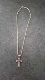 Zilveren Koningsketting met Kruis Hanger, Sieraden, Tassen en Uiterlijk, Kettingen, Ophalen, Met hanger, Zo goed als nieuw, Zilver