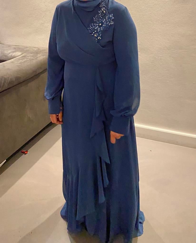 Gelegenheidsjurk abiye, Ophalen of Verzenden, Zo goed als nieuw, Blauw, Galajurk