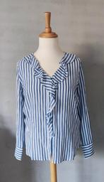 Opus blauw-witte blouse met roesels maat 38, Maat 38/40 (M), Blauw, Nieuw, Ophalen of Verzenden