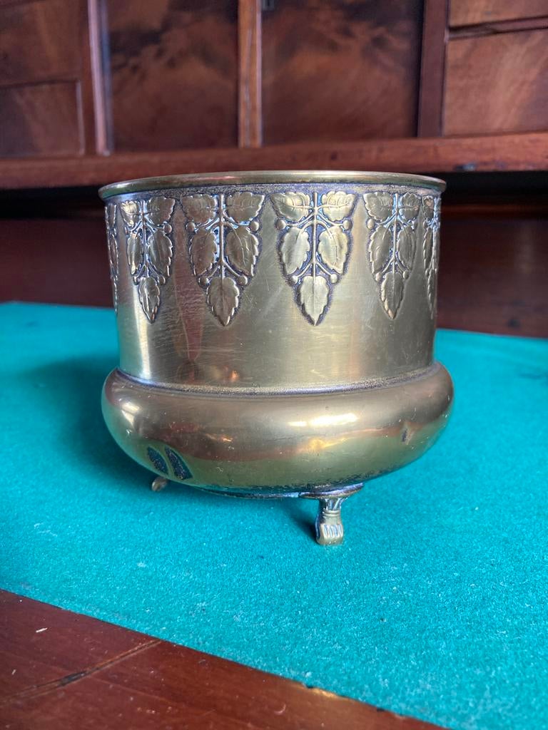 Koperen Cache Pot met Bladmotief, Antiek en Kunst, Ophalen