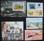 - 702 - 5 Blokjes met Treinen., Verzenden, Gestempeld, Treinen