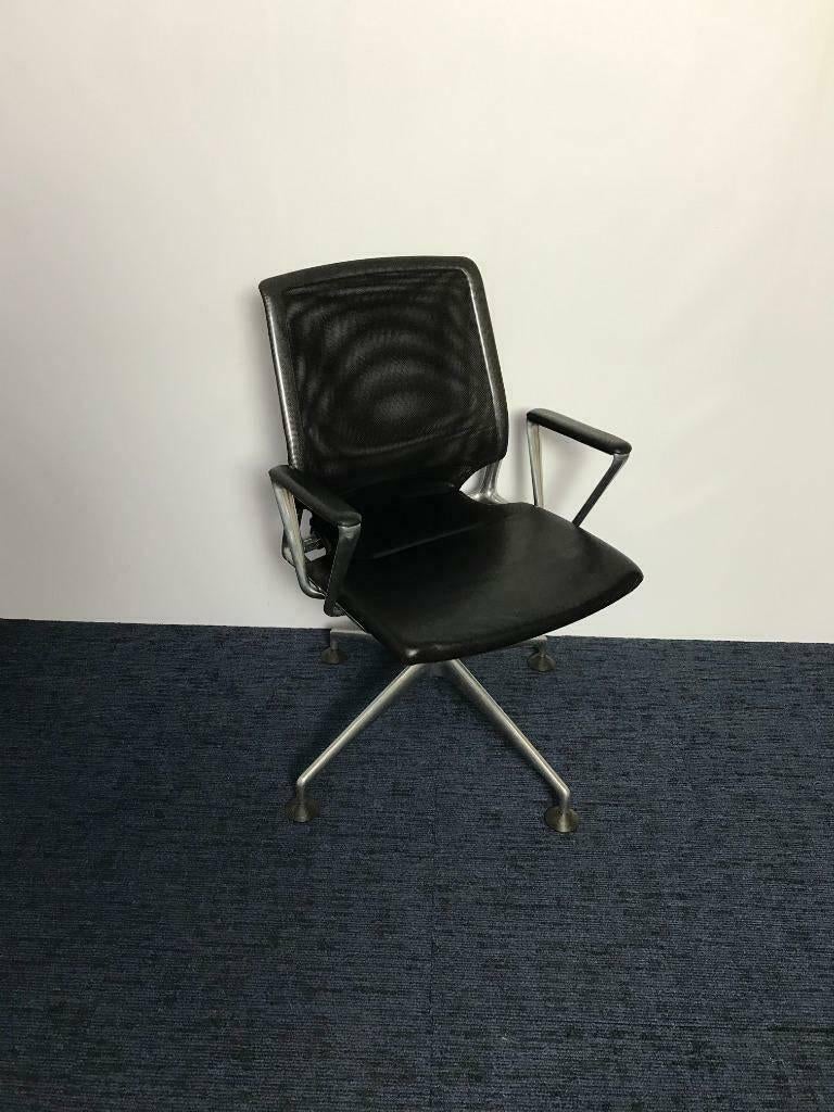 Vitra Meda Conference vergaderstoel, zwart leder, chroom, Ophalen, Gebruikt, Zwart, Eén