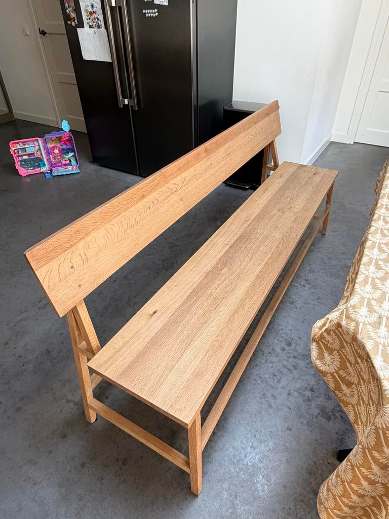 Ethnicraft Eethoekbank - Massief Eikenhout, Ophalen, Minder dan 75 cm, 150 tot 200 cm, Zo goed als nieuw