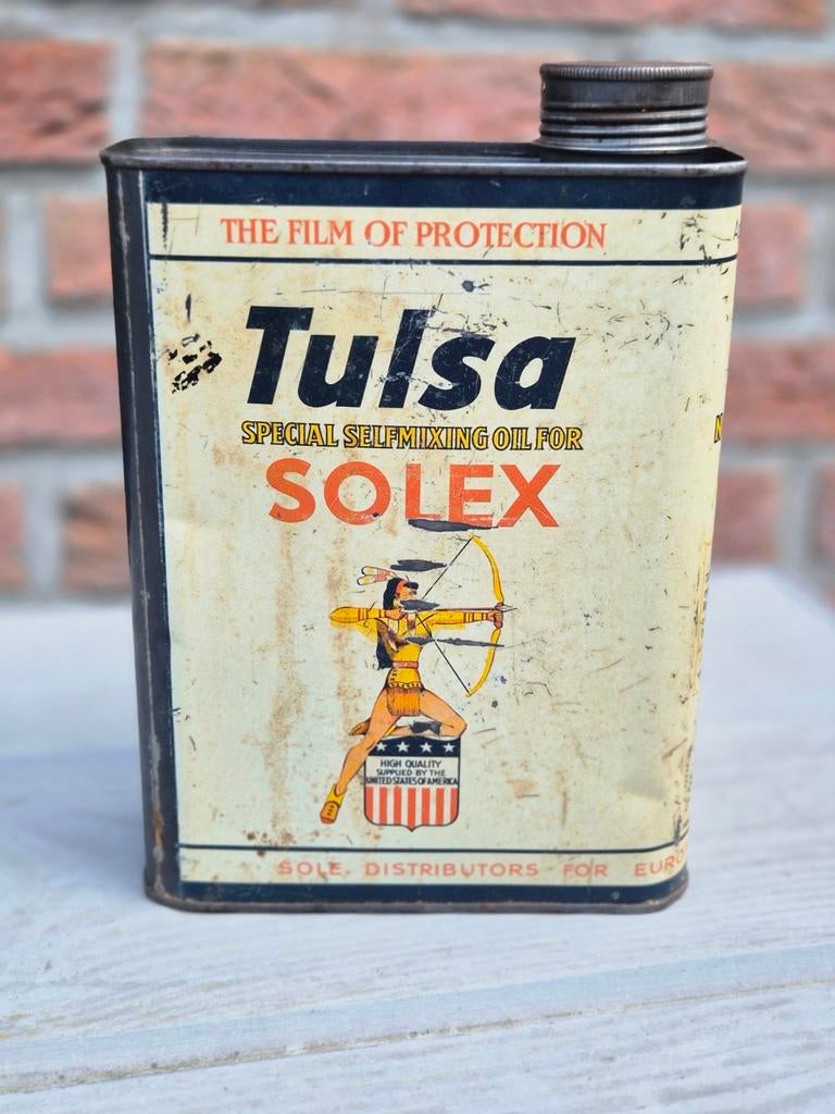Tulsa Solex 2 liter Olie blik Tulsa The Hague, Verzamelen, Blikken, Ophalen of Verzenden, Gebruikt, Overige