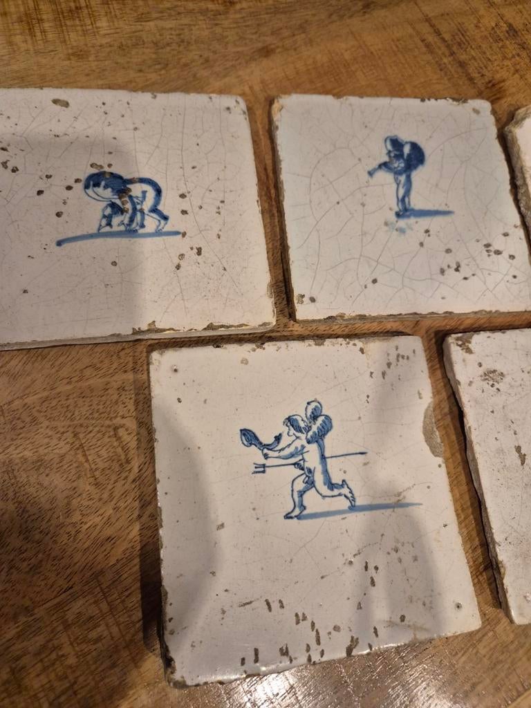 antieke 18e eeuwse cupido tegels, Ophalen of Verzenden