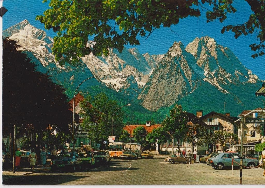 Duitsland, Garmisch Partenkirchen met auto's, Porsche 911, Ophalen of Verzenden, 1960 tot 1980, Gelopen, Duitsland