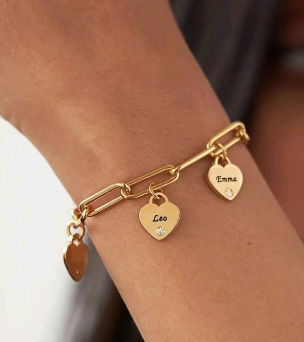 Gepersonaliseerde armband- zilver - goudkleur- moederdag, Ophalen of Verzenden, Nieuw, Goud