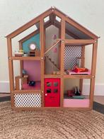 Hema Poppenhuis met meubeltjes en poppetjes, Ophalen of Verzenden, Gebruikt, Poppenhuis