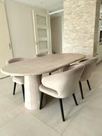 4 Richmond Velvet Eetkamerstoelen Indigo/Taupe, Ophalen, Overige kleuren, Zo goed als nieuw, Vier
