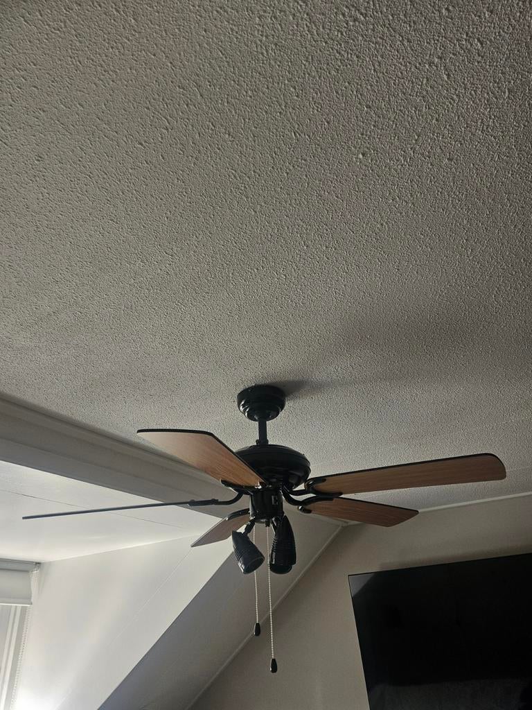 Qazqa Mistral Plafondventilator met Lamp - Hout/Zwart, Ophalen, Gebruikt, Hout