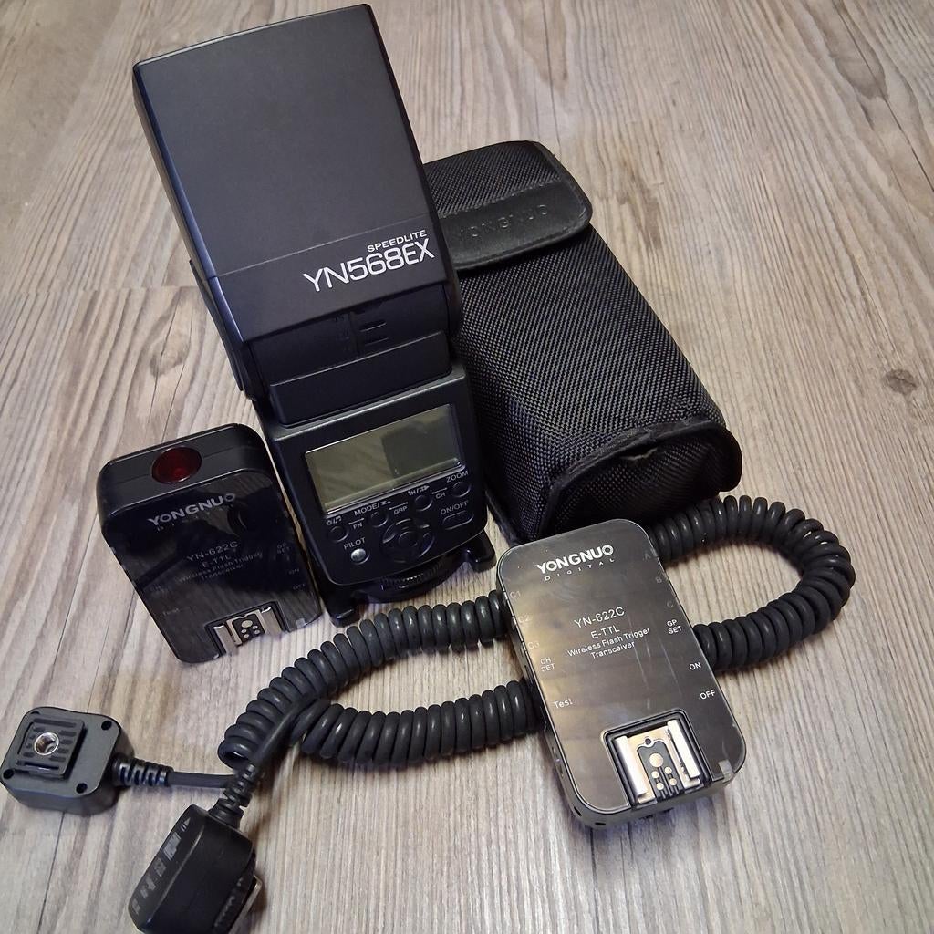 Yongnuo Speedlite YN568EX flitser met YN-622C triggers, Ophalen, Zo goed als nieuw, Overige merken