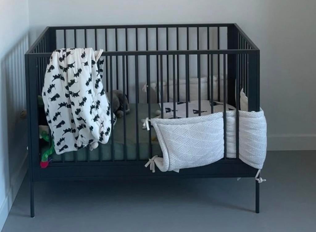 Coming kids ledikant metaal 60x120 antraciet, Ophalen, Zo goed als nieuw, Minder dan 140 cm, Minder dan 70 cm