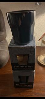 2 blauwe keramieke bekers te koop, Ophalen of Verzenden, Zo goed als nieuw, Kunststof
