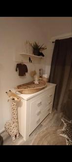 Witte Ledikant en Commode met Zilveren Handgrepen, Ophalen, Gebruikt, 50 tot 70 cm, 100 cm of meer