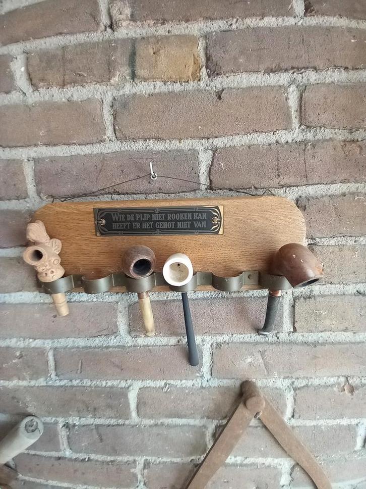 Vintage pijpenrek met spreuk, Antiek en Kunst, Antiek | Overige Antiek, Ophalen of Verzenden