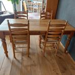 Geloogd grenen eethoek (180x80cm), Ophalen of Verzenden, Gebruikt, Landelijk, 4 tot 6 stoelen