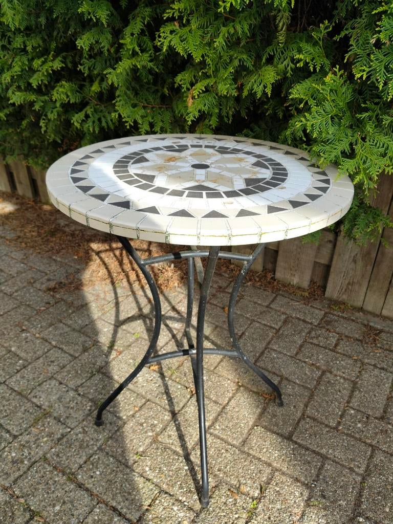 Brocante bistro tafel tuintafel, Tuin en Terras, Tuintafels, Ophalen, Gebruikt, Rond, Metaal