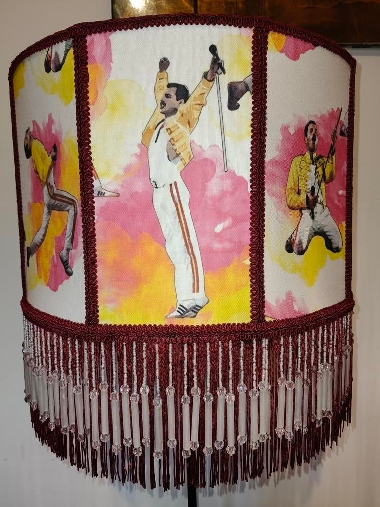 Grote handgemaakte Freddy Mercury lampenkap, Rock, Pop Art, Uniek, Rond, Nieuw, Ophalen of Verzenden