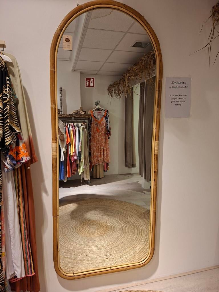 Bamboespiegel 188x76, Huis en Inrichting, Woonaccessoires | Spiegels, Ophalen, Nieuw, Rechthoekig, Minder dan 100 cm