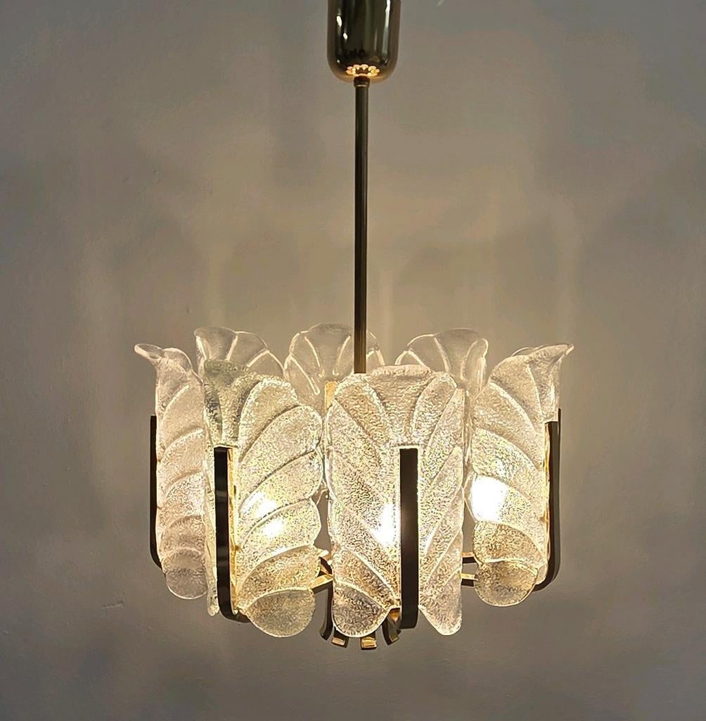 Mid Century kroonluchter JBS Carl Fagerlund  ijsglas lamp, Ophalen, Minder dan 50 cm