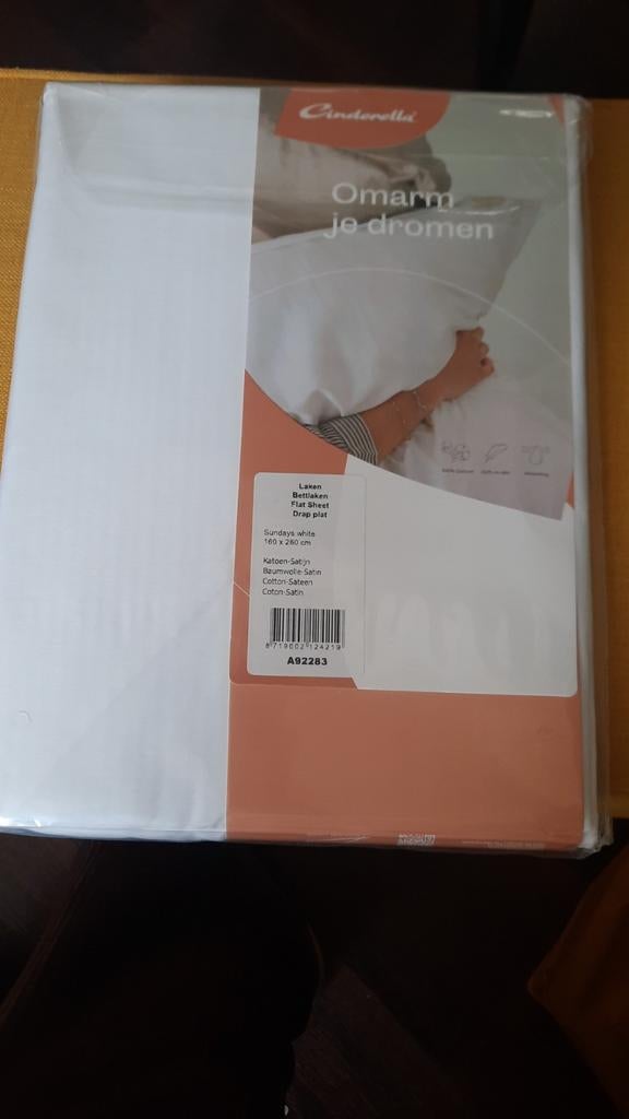 Nieuw Cinderella Laken 160x260 cm, Eenpersoons, Wit, Nieuw, Ophalen of Verzenden