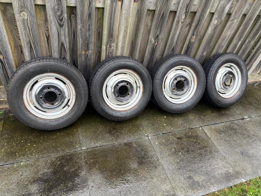 oldtimer wielenset 4x140 naafgat +-95 velgen banden r14, Auto-onderdelen, Banden en Velgen, Ophalen, 14 inch, Zomerbanden, Banden en Velgen